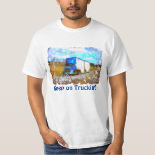 "Keep on Truckin'" Blue Freight Truck T-Shirt