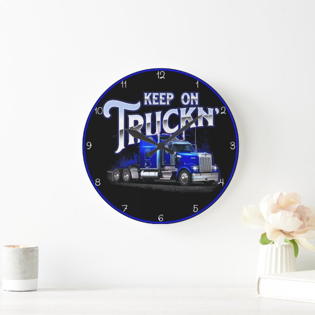 Keep On Truckin' Blue Rig Large Clock (Home)