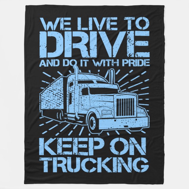 Keep on Trucking 18 Wheeler Blue   Fleece Blanket (Front)