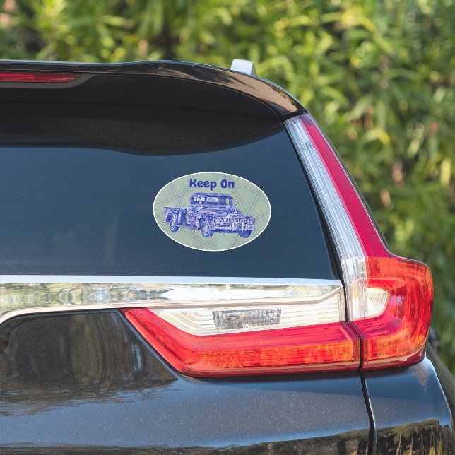 Keep On Trucking Truck Art Oval Sticker (Car Side)