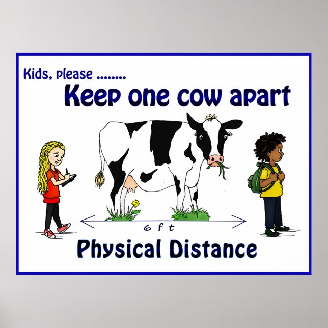 Keep One Cow Apart Physical Distance Poster (Front)