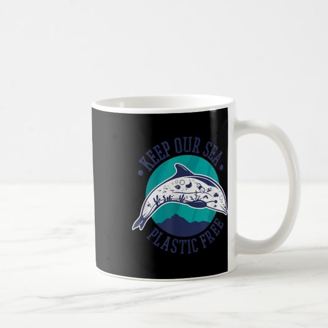 Keep Our Sea Plastic Free, Environmental Protectio Coffee Mug (Right)