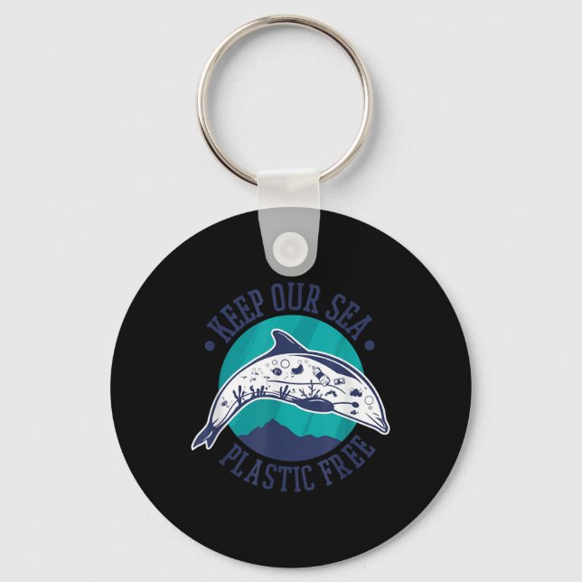 Keep Our Sea Plastic Free, Environmental Protectio Keychain (Front)