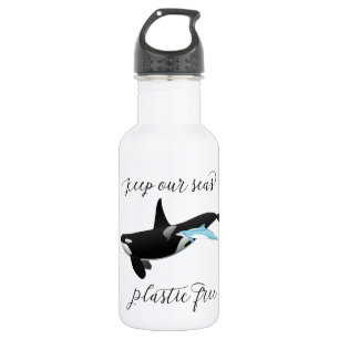 Keep Our Seas Plastic Free Orca Dolphin Ocean 532 Ml Water Bottle