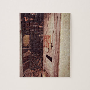 Keep Out, Abandoned Building Door Jigsaw Puzzle