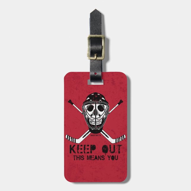 Keep Out Hockey Goalie Bag Luggage Tag (Front Vertical)