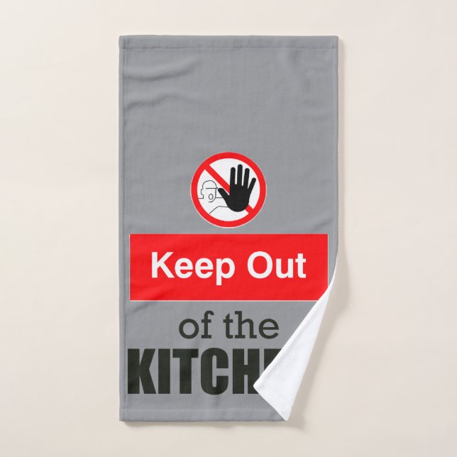 Keep Out of the Kitchen Funny Pickleball Grey Hand Towel (Hand Towel)
