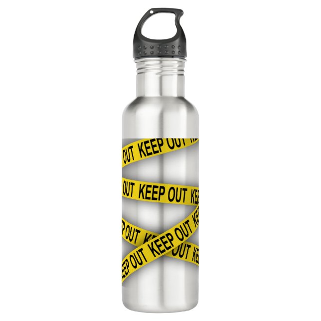Keep out stay away do not cross police tape 3d 710 ml water bottle (Front)