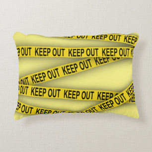 Keep out stay away do not cross police tape 3d accent pillow