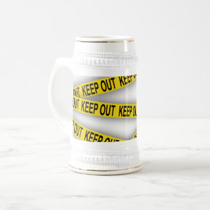 Keep out stay away do not cross police tape 3d beer stein