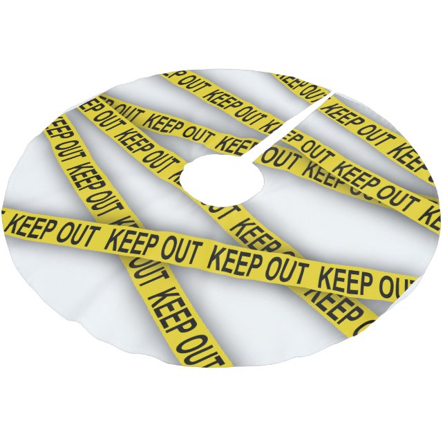 Keep out stay away do not cross police tape 3d brushed polyester tree skirt (Angled)