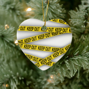 Keep out stay away do not cross police tape 3d ceramic ornament
