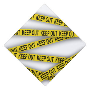 Keep out stay away do not cross police tape 3d graduation cap topper