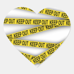 Keep out stay away do not cross police tape 3d heart sticker