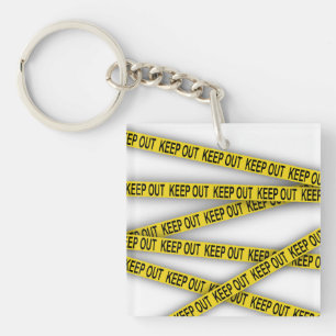 Keep out stay away do not cross police tape 3d keychain