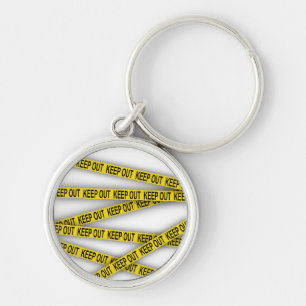 Keep out stay away do not cross police tape 3d keychain