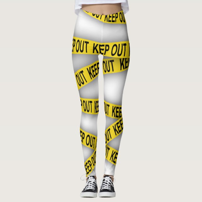 Keep out stay away do not cross police tape 3d leggings (Front)