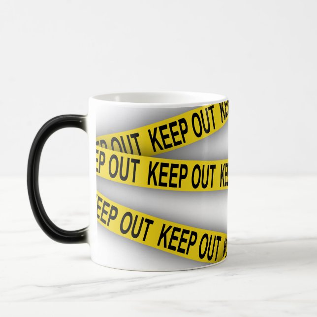 Keep out stay away do not cross police tape 3d magic mug (Left)