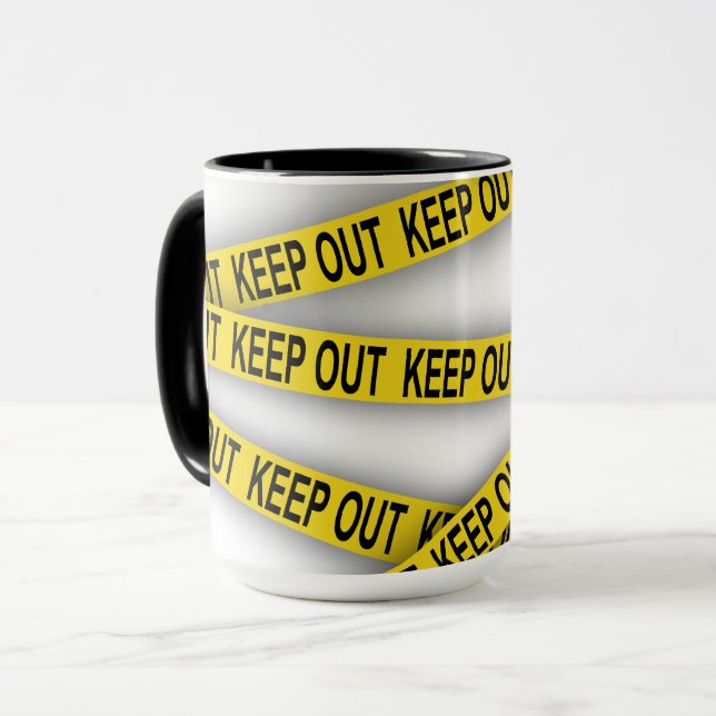 Keep out stay away do not cross police tape 3d mug (Front Left)