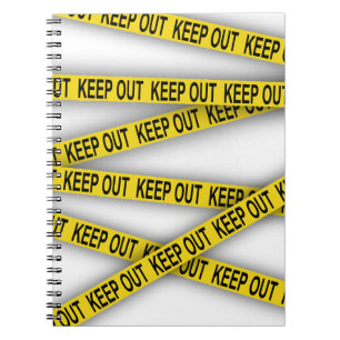 Keep out stay away do not cross police tape 3d notebook