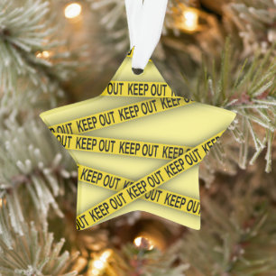 Keep out stay away do not cross police tape 3d ornament