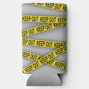Keep out stay away do not cross police tape 3d seltzer can cooler