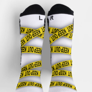 Keep out stay away do not cross police tape 3d socks