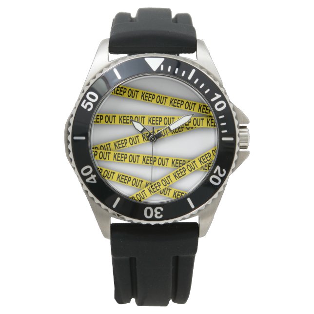 Keep out stay away do not cross police tape 3d watch (Front)