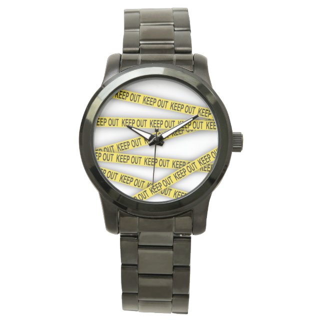 Keep out stay away do not cross police tape 3d watch (Front)