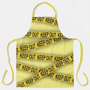 Keep out stay away do not cross police tape apron