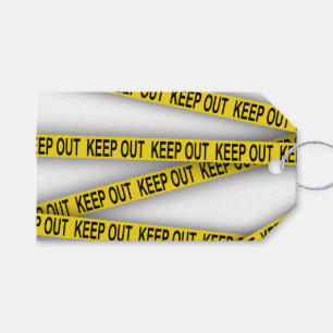 Keep out stay away do not cross police tape gift tags