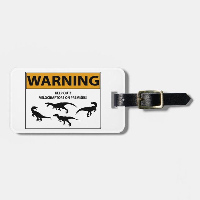 Keep Out! Velociraptor Sign Luggage Tag (Front Horizontal)