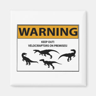 Keep Out! Velociraptor Sign Magnet