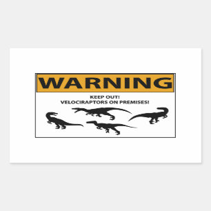 Keep Out! Velociraptor Sign Sticker