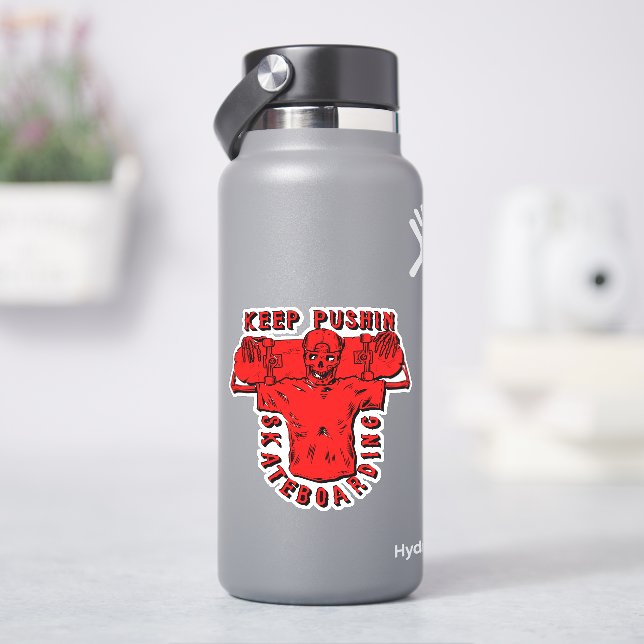 Keep Pushing Skateboarding Red - 4" Kiss Cut Vinyl (HydroFlask)