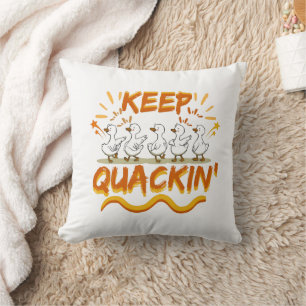 Keep Quackin' (Dancing) Funny Duck Pun Throw Pillow