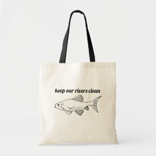 Keep Rivers Clean Environment Eco-conscious Fish Tote Bag