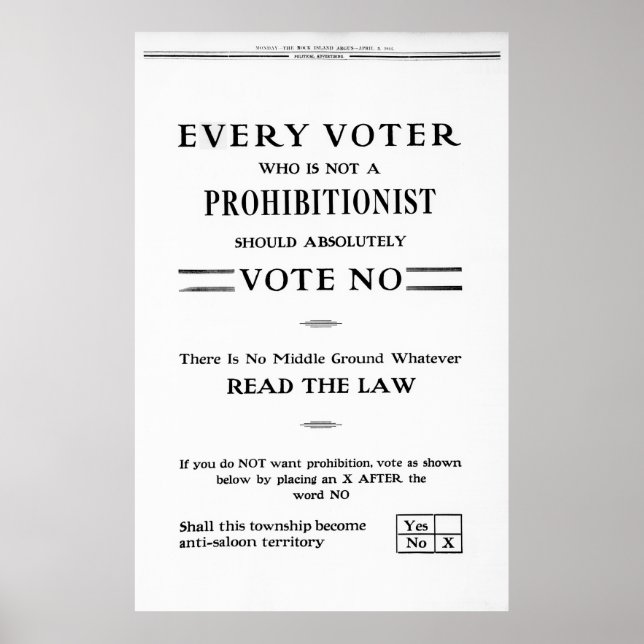 KEEP SALOONS OPEN VOTE 1916 POSTER (Front)