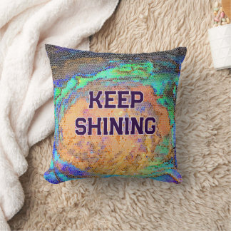 Keep Shining Colourful Abstract Mosaic Throw Pillow