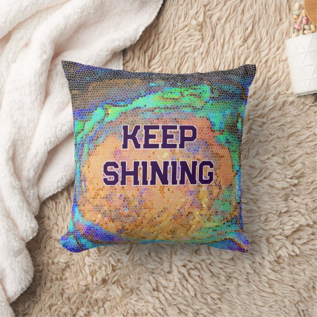 Keep Shining Colourful Abstract Mosaic Throw Pillow (Blanket)