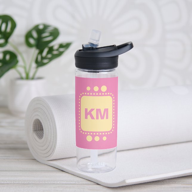 Keep smiling add initials pink yellow CamelBak Water Bottle (Yoga)