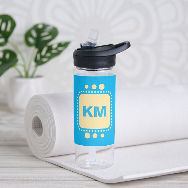 Keep smiling add initials sky blue yellow CamelBak Water Bottle (Yoga)
