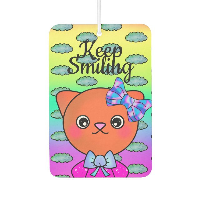 Keep Smiling Adorable Kitten Cat Cute Cloud Air Freshener (Front)