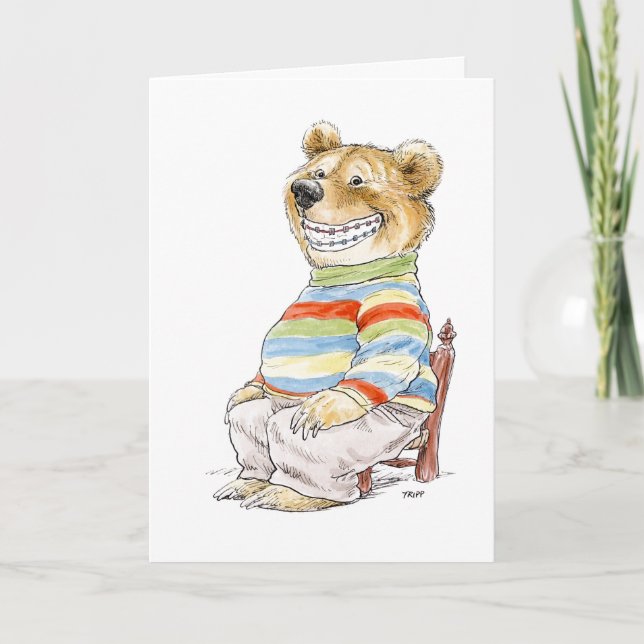 Keep Smiling Braces Bear Card (Front)