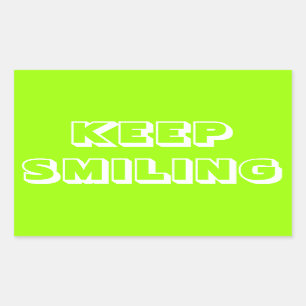 Keep Smiling, chartreuse green white card Sticker