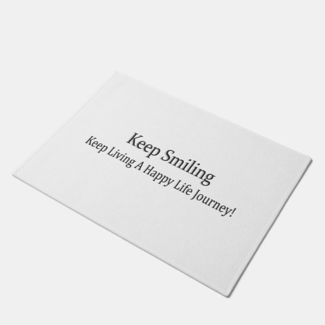 "Keep Smiling" Cute Design. Buy Now Doormat (Angled)