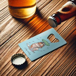 Keep Smiling Happy Guinea Pig Enjoying The Rain Credit Card Bottle Opener
