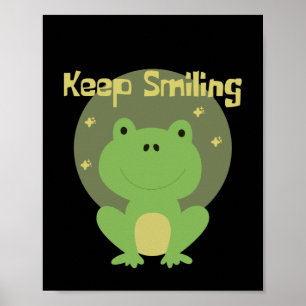 Keep smiling Kawaii green baby frog smiling  Poster