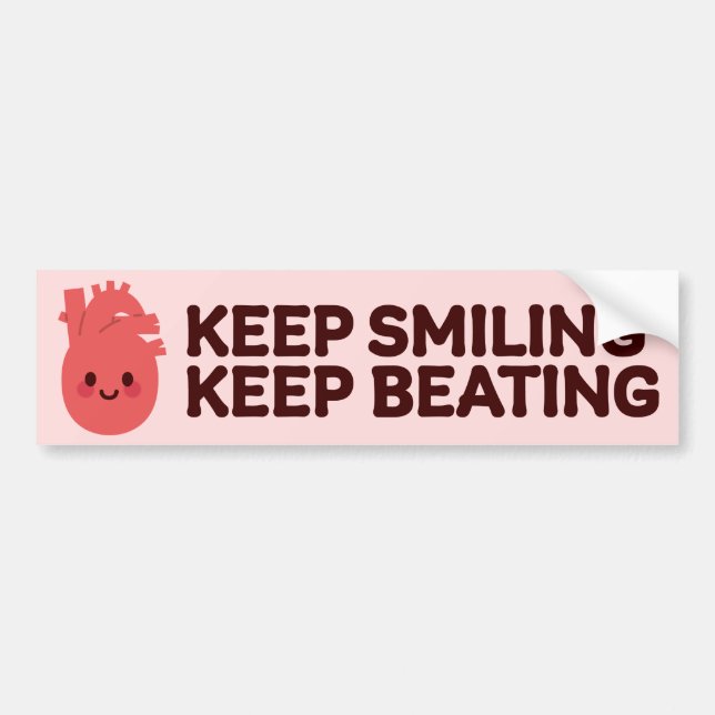 Keep Smiling, Keep Beating – Cute Happy Heart Bumper Sticker (Front)