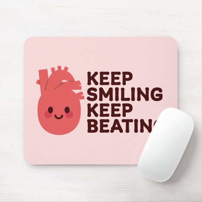 Keep Smiling, Keep Beating – Cute Happy Heart Mouse Pad (With Mouse)